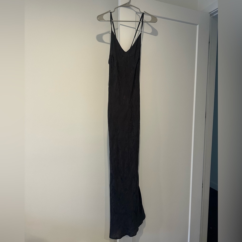 Charcoal Floral Pattern Maxi Dress